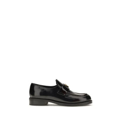 Prada Black Calf Leather Bos Taurus Slip-On Loafers