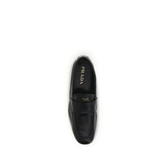 Prada Black Calf Leather Bos Taurus Slip-On Loafers