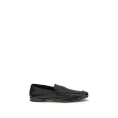 Prada Black Calf Leather Bos Taurus Slip-On Loafers