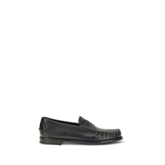 Prada Black Calf Leather Bos Taurus Slip-On Loafers