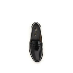 Prada Black Calf Leather Bos Taurus Slip-On Loafers - EU44/US11