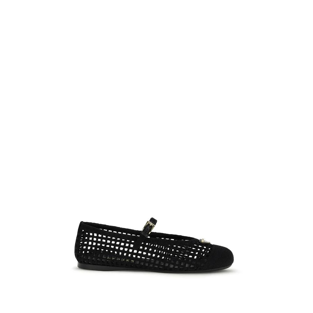 Prada Black Cotton Ballet Flats