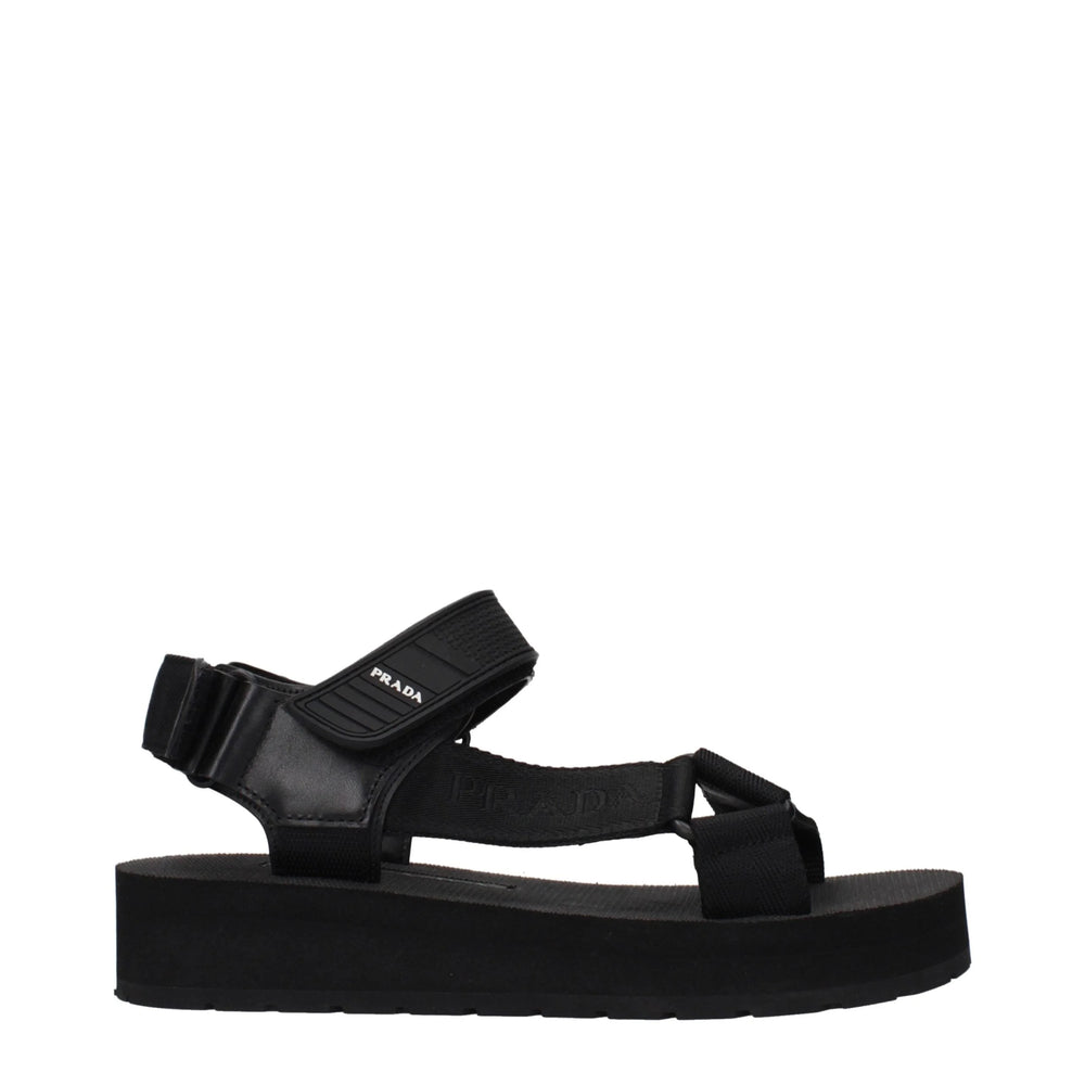 Prada Black Fabric Flat Sandals - EU36/US6