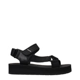 Sandale plate negre din material Prada - EU36/US6