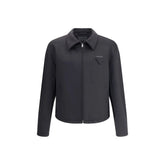 Prada Black Fleece Wool Jackets And Coat - L