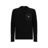 Prada Black Fleece Wool Sweatshirt - IT48 | M - Sweatshirts