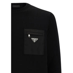Prada Black Fleece Wool Sweatshirt - IT48 | M - Sweatshirts