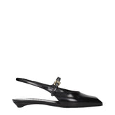 Prada Black Leather Flat Sandals