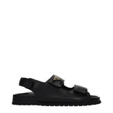 Prada Black Leather Flat Sandals - EU37.5/US7.5