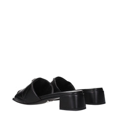 Prada Black Leather Flat Sandals - EU40/US10
