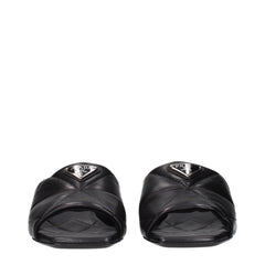Prada Black Leather Flat Sandals - EU40/US10