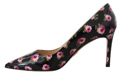 Prada Black Leather Floral Heels Stilettos Pumps - EU39.5/US9