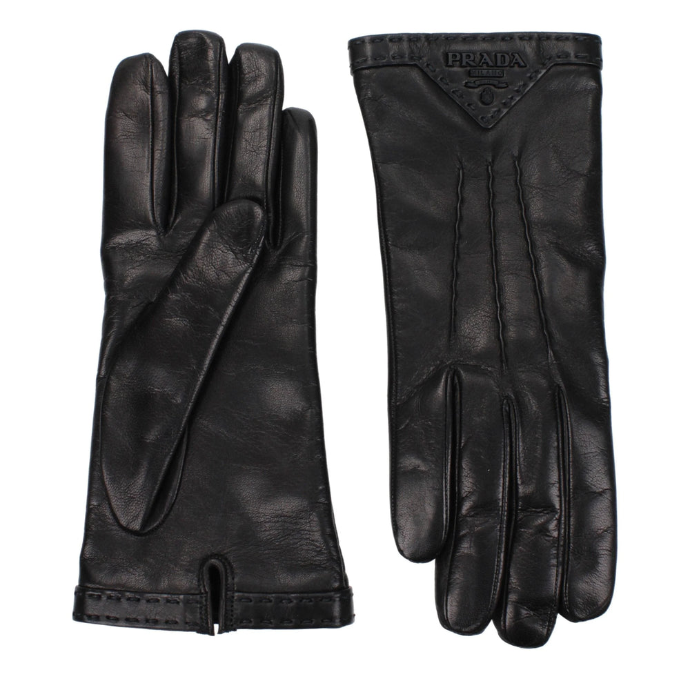 Prada Black Leather Gloves - 7|S - Gloves & Mittens