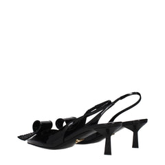 Prada Black Leather Stiletto Heel Sandals - EU37/US7