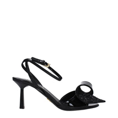 Prada Black Leather Stiletto Heels Sandals