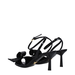 Prada Black Leather Stiletto Heels Sandals - Sandals