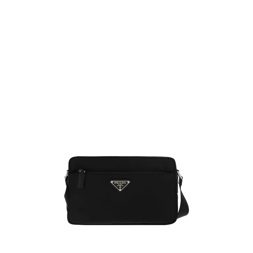 Sac à épaule en nylon noir Prada