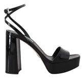 Prada Black Patent Sandals Ankle Strap Heels Leather - EU35/US4.5 - Sandals