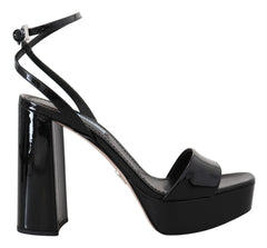 Prada Black Patent Sandals Ankle Strap Heels Leather - EU35/US4.5 - Sandals