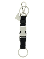 Prada Black Stainless Steel Keychain