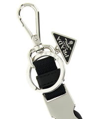 Prada Black Stainless Steel Keychain