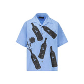 Prada Blue Cotton Pattern Shirt - L