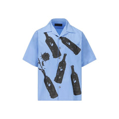 Prada Blue Cotton Pattern Shirt - L