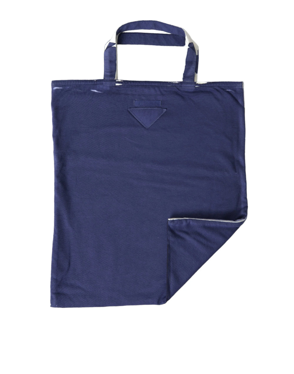Prada Blue Jersey Fabric Logo Shoulder Shopping Tote Shopping Bag