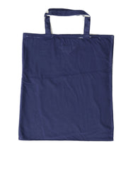 Prada Blue Jersey Fabric Logo Shoulder Shopping Tote Shopping Bag - Tote Bags