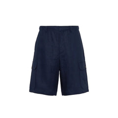 Prada Blå Linen Bermuda Shorts - 48 | M