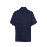 Prada Blue Linen Shortsleeve Shirt - L