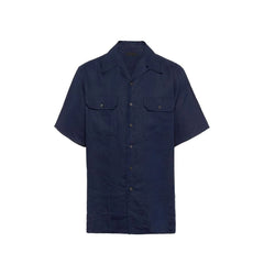 Prada Blue Linen Shortsleeve Shirt - L