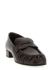 Prada Brown Buffalo Leather Slip-On Loafers - EU37.5/US7.5