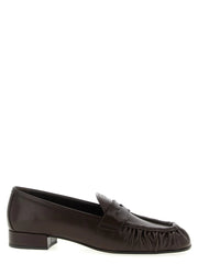 Prada Brown Buffalo Leather Slip-On Loafers - EU37.5/US7.5
