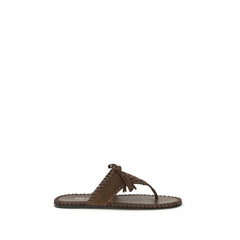 Prada Bruin Kalfsleer Bos Taurus Platte Sandalen