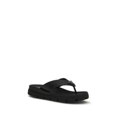 Prada Brown Calf Leather Bos Taurus Flip-Flop Sandals