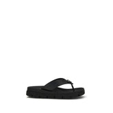 Prada Brown Calf Leather Bos Taurus Flip-Flop Sandals