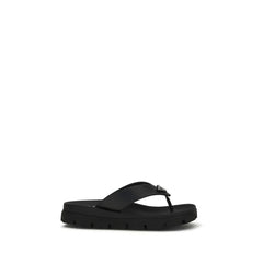 Prada Brown Calf Leather Bos Taurus Flip-Flop Sandals
