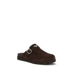 Prada Brown Calf Leather Bos Taurus Mules - EU39/US6