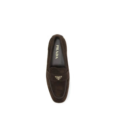 Prada Brown Calf Leather Bos Taurus Slip-On Loafers