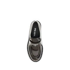 Prada Brown Calf Leather Bos Taurus Slip-On Loafers