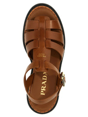Prada Brown Calfskin Flat Sandals - EU40/US10
