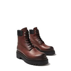 Prada Brown Calfskin Lace-Up Boots - EU41/US8