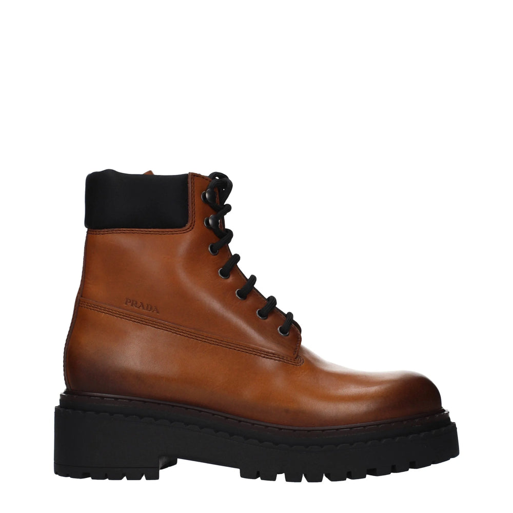 Prada Brown Leather Ankle Boots - EU38/US8