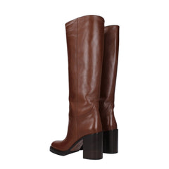 Prada Brown Leather High Heel Boots - Boots
