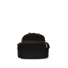 Bolsa de ombro castanha em poliamida reciclada Prada