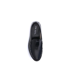Prada Brushed Leather Loafers - Flats