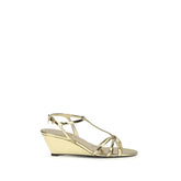 Prada Gold Calf Leather Bos Taurus Wedge Sandals - EU37.5/US7.5