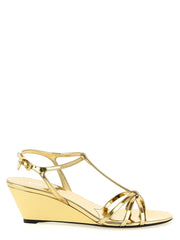 Prada Gold Calfskin Wedge Sandals - EU40/US10
