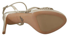 Prada Gold Leather Sandals Ankle Strap Heels Stiletto Sandal - Sandals